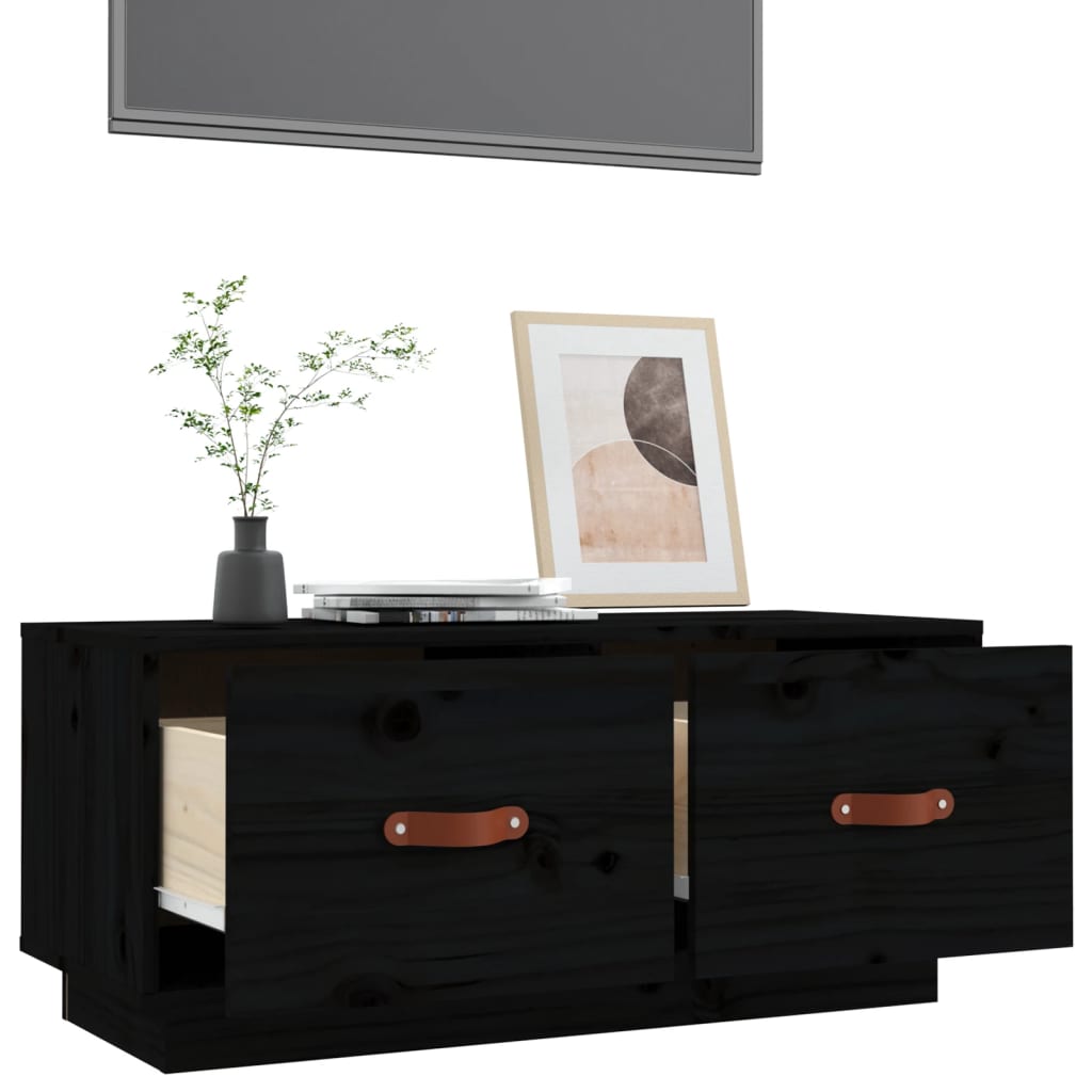 vidaXL TV Cabinet Black 80x34x35 cm Solid Wood Pine