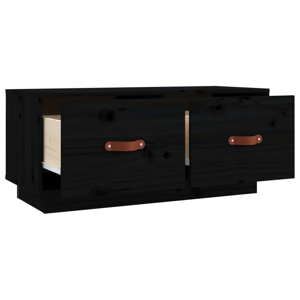 vidaXL TV Cabinet Black 80x34x35 cm Solid Wood Pine