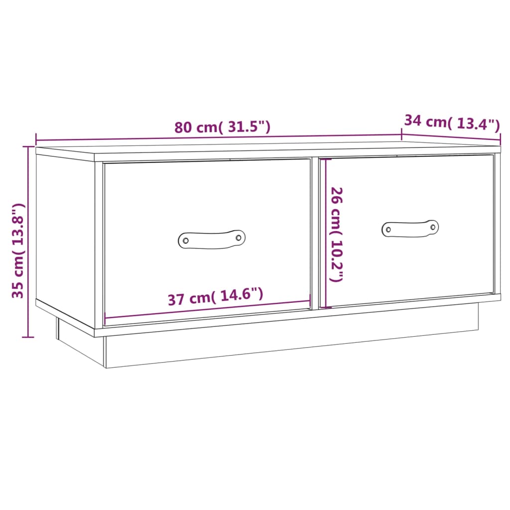 vidaXL TV Cabinet Black 80x34x35 cm Solid Wood Pine