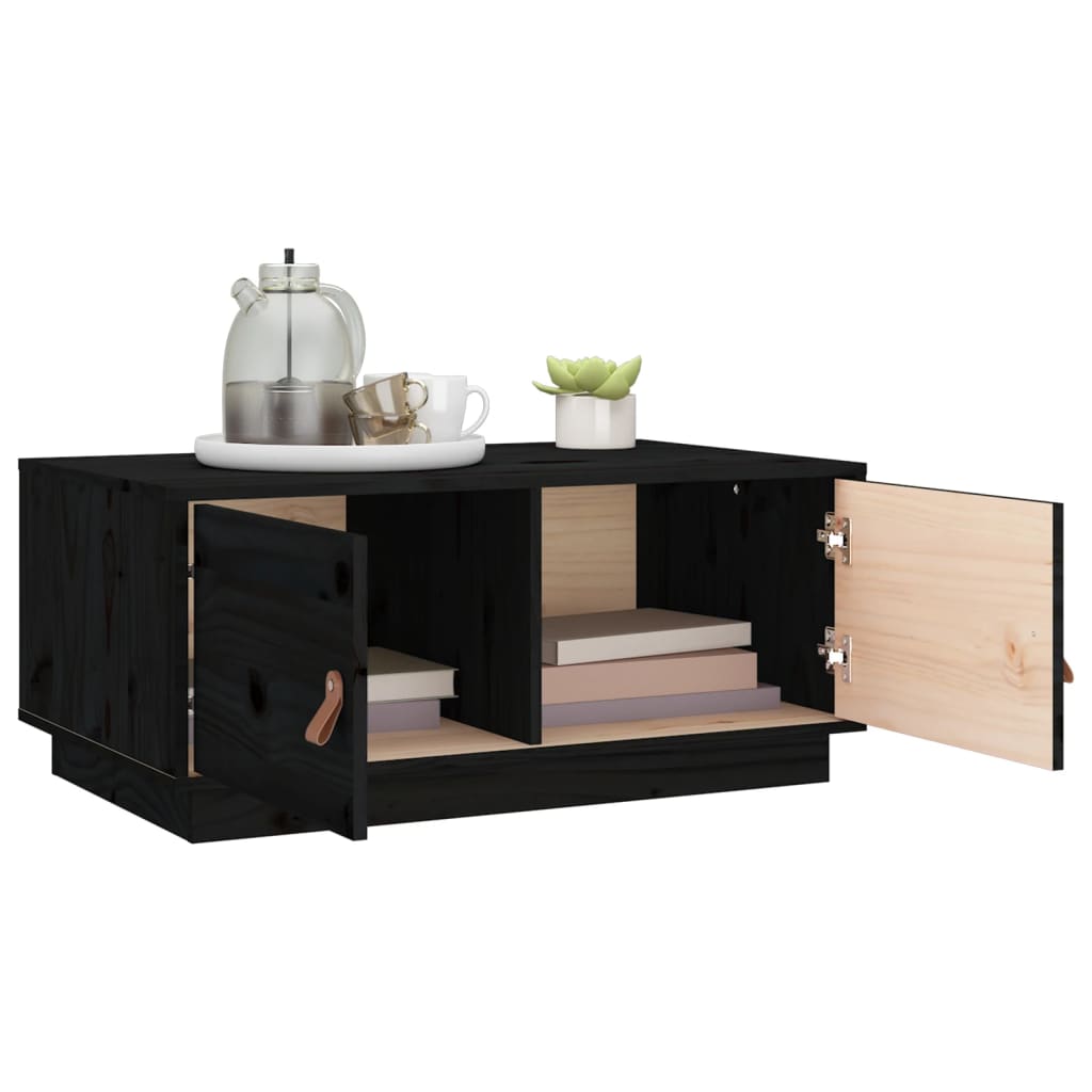 vidaXL Coffee Table Black 80x50x35 cm Solid Wood Pine
