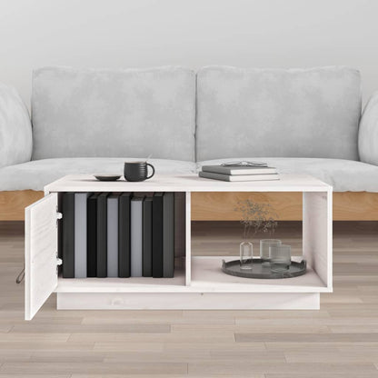vidaXL Coffee Table White 80x50x35.5 cm Solid Wood Pine
