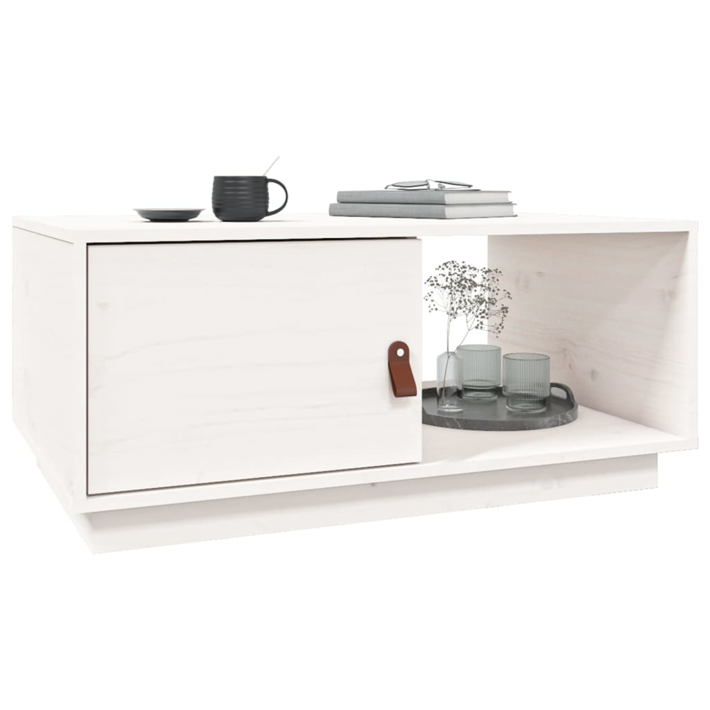 vidaXL Coffee Table White 80x50x35.5 cm Solid Wood Pine