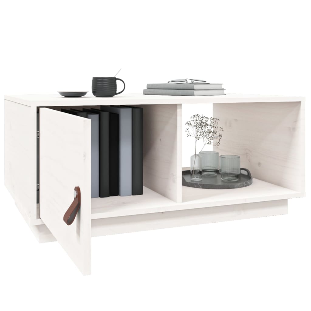 vidaXL Coffee Table White 80x50x35.5 cm Solid Wood Pine