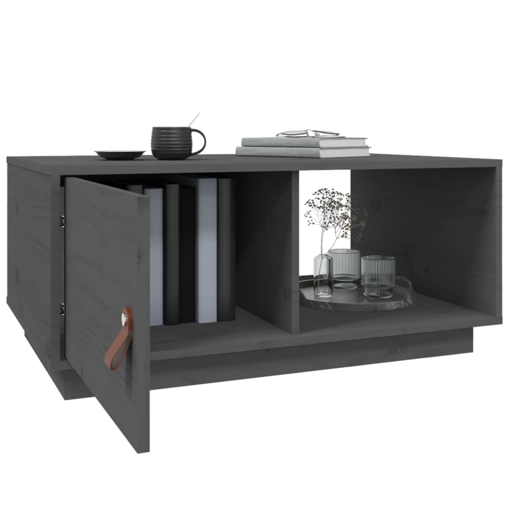 vidaXL Coffee Table Grey 80x50x35.5 cm Solid Wood Pine
