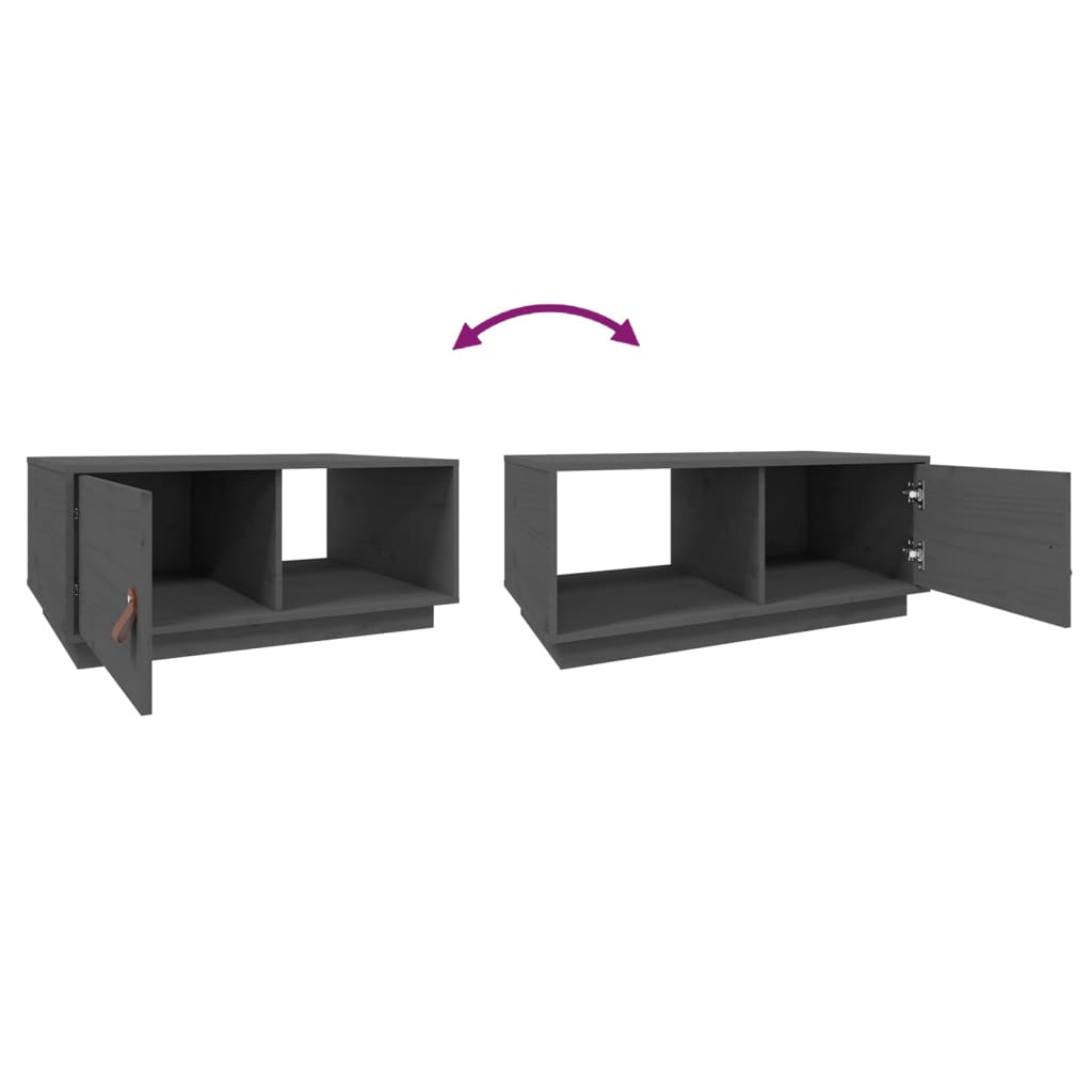 vidaXL Coffee Table Grey 80x50x35.5 cm Solid Wood Pine