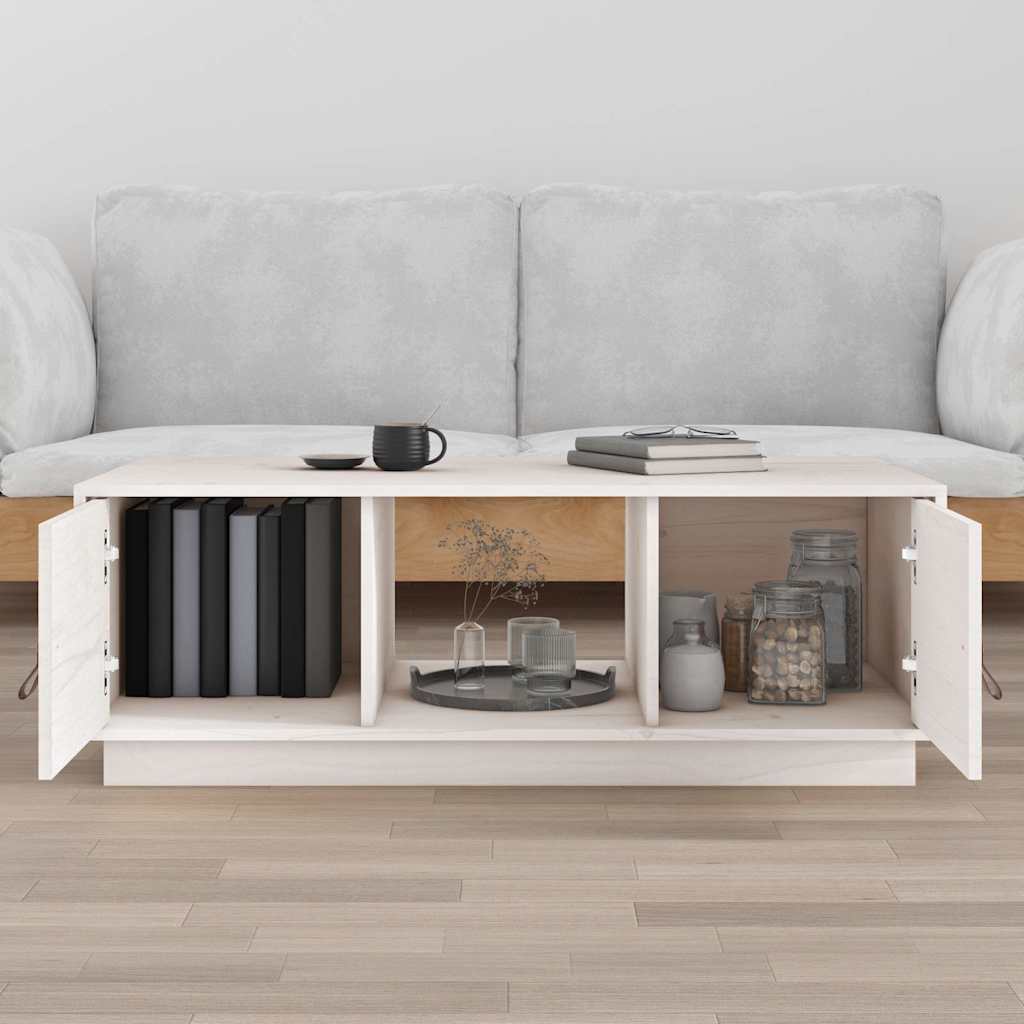 vidaXL Coffee Table White 100x50x35 cm Solid Wood Pine