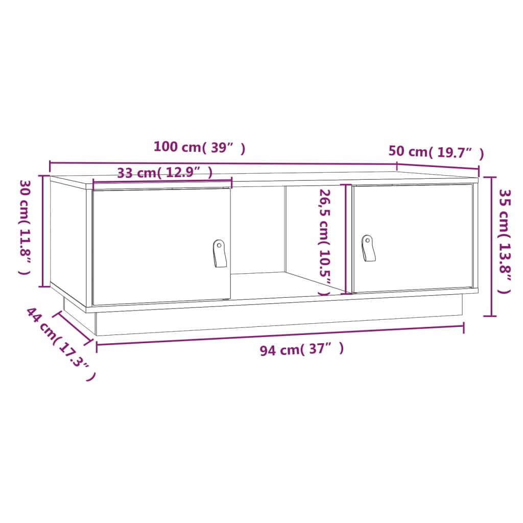 vidaXL Coffee Table Honey Brown 100x50x35 cm Solid Wood Pine