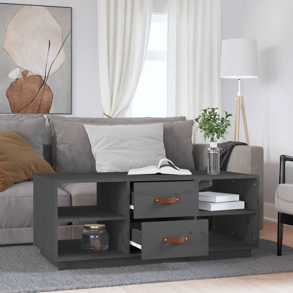 vidaXL Coffee Table Grey 100x50x41 cm Solid Wood Pine