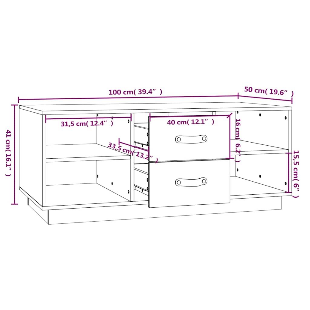 818274 vidaXL Coffee Table Black 100x50x41 cm Solid Wood Pine