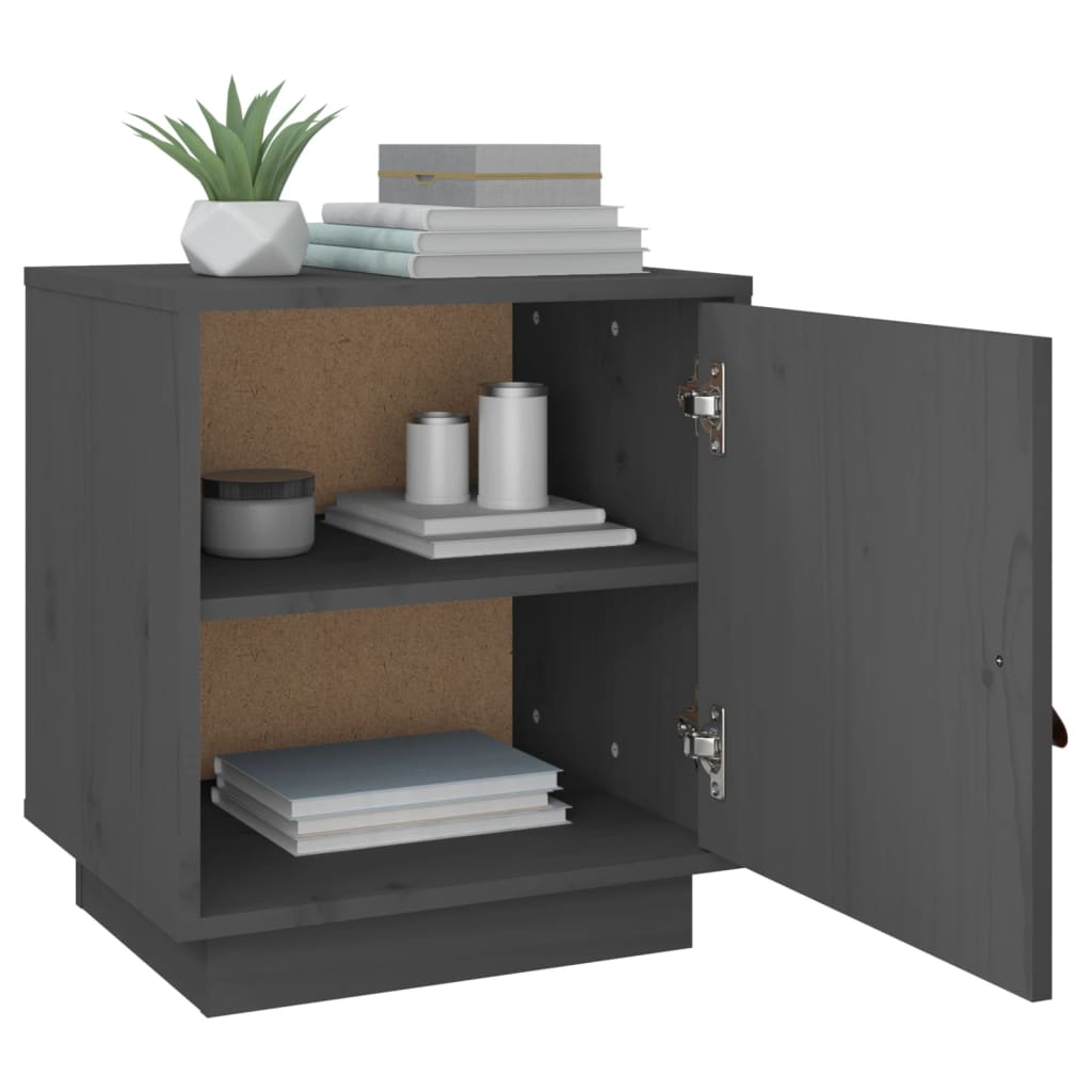 vidaXL Bedside Cabinet Grey 40x34x45 cm Solid Wood Pine