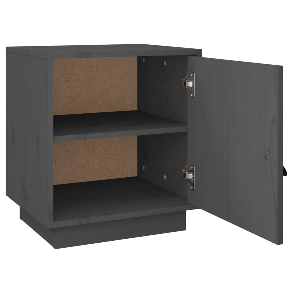 vidaXL Bedside Cabinet Grey 40x34x45 cm Solid Wood Pine