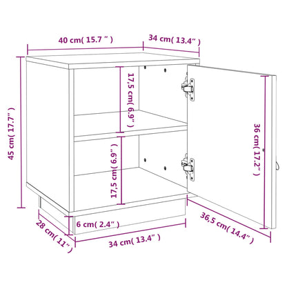 vidaXL Bedside Cabinet Grey 40x34x45 cm Solid Wood Pine