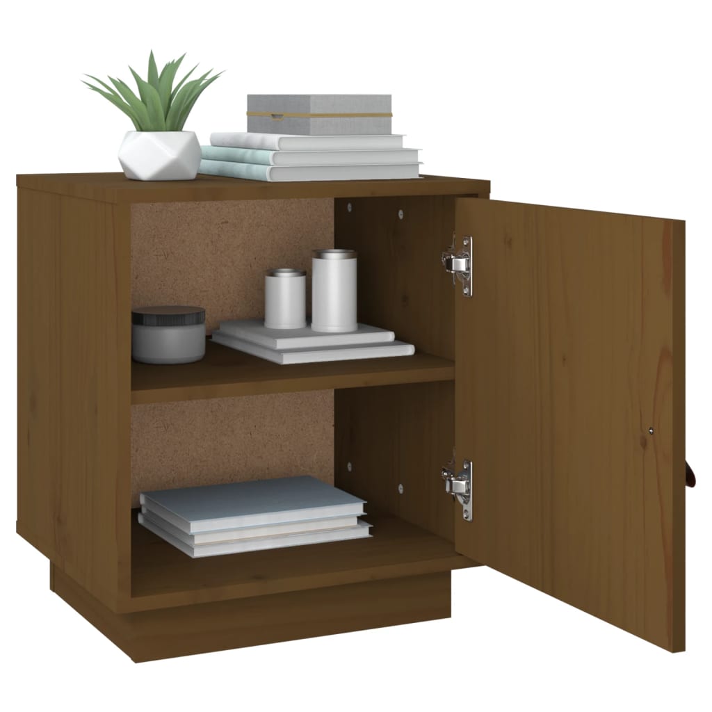 vidaXL Bedside Cabinet Honey Brown 40x34x45 cm Solid Wood Pine