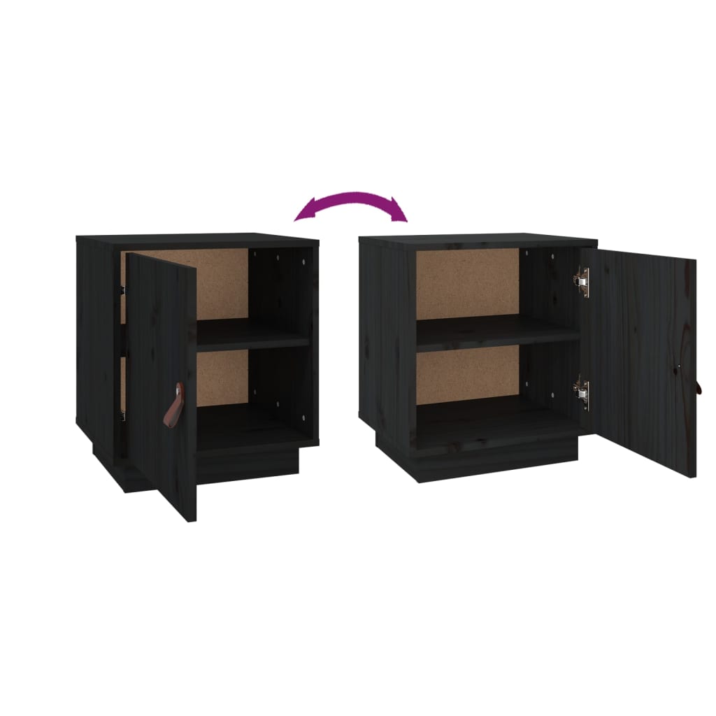 vidaXL Bedside Cabinets 2 pcs Black 40x34x45 cm Solid Wood Pine