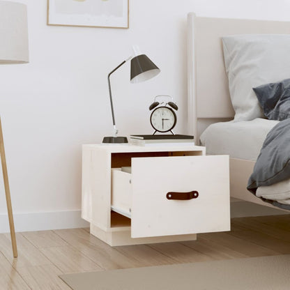 vidaXL Bedside Cabinet White 40x34x35 cm Solid Wood Pine