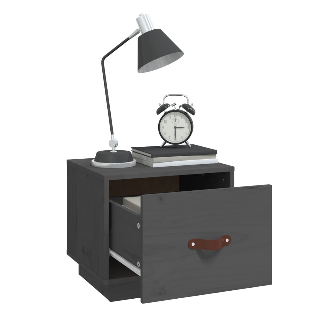 vidaXL Bedside Cabinet Grey 40x34x35 cm Solid Wood Pine