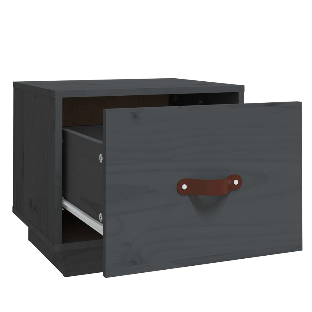 vidaXL Bedside Cabinet Grey 40x34x35 cm Solid Wood Pine