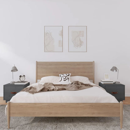 vidaXL Bedside Cabinets 2 pcs Grey 40x34x35 cm Solid Wood Pine