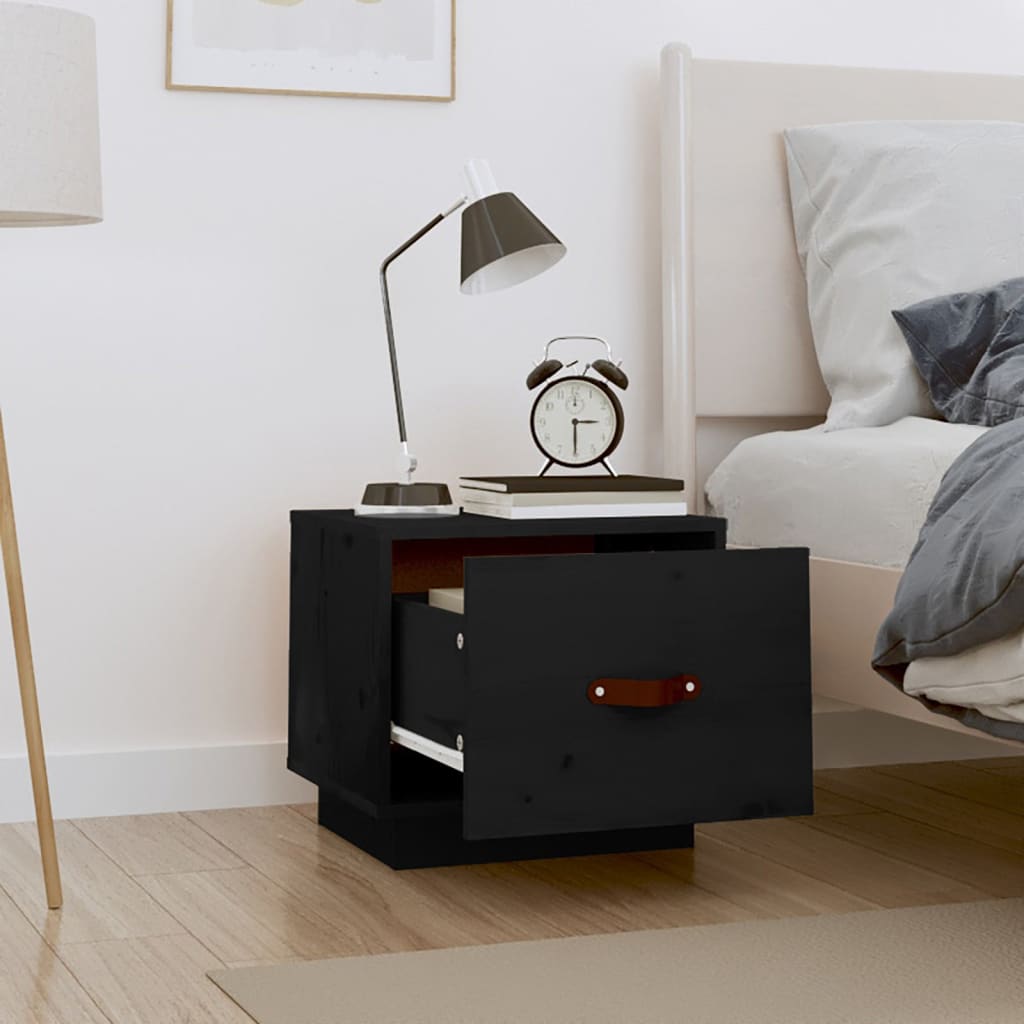 vidaXL Bedside Cabinets 2 pcs Black 40x34x35 cm Solid Wood Pine