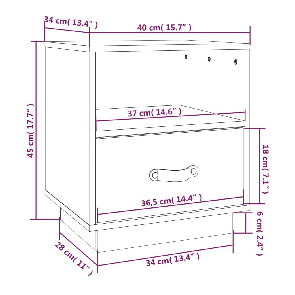 vidaXL Bedside Cabinets 2 pcs White 40x34x45 cm Solid Wood Pine
