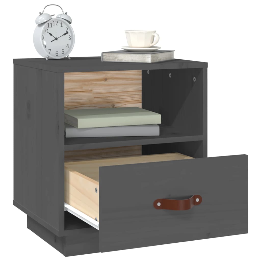 vidaXL Bedside Cabinet Grey 40x34x45 cm Solid Wood Pine