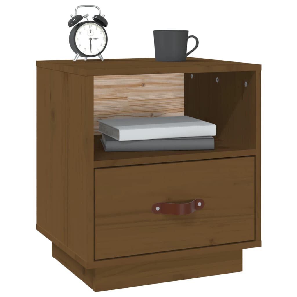 vidaXL Bedside Cabinet Honey Brown 40x34x45 cm Solid Wood Pine