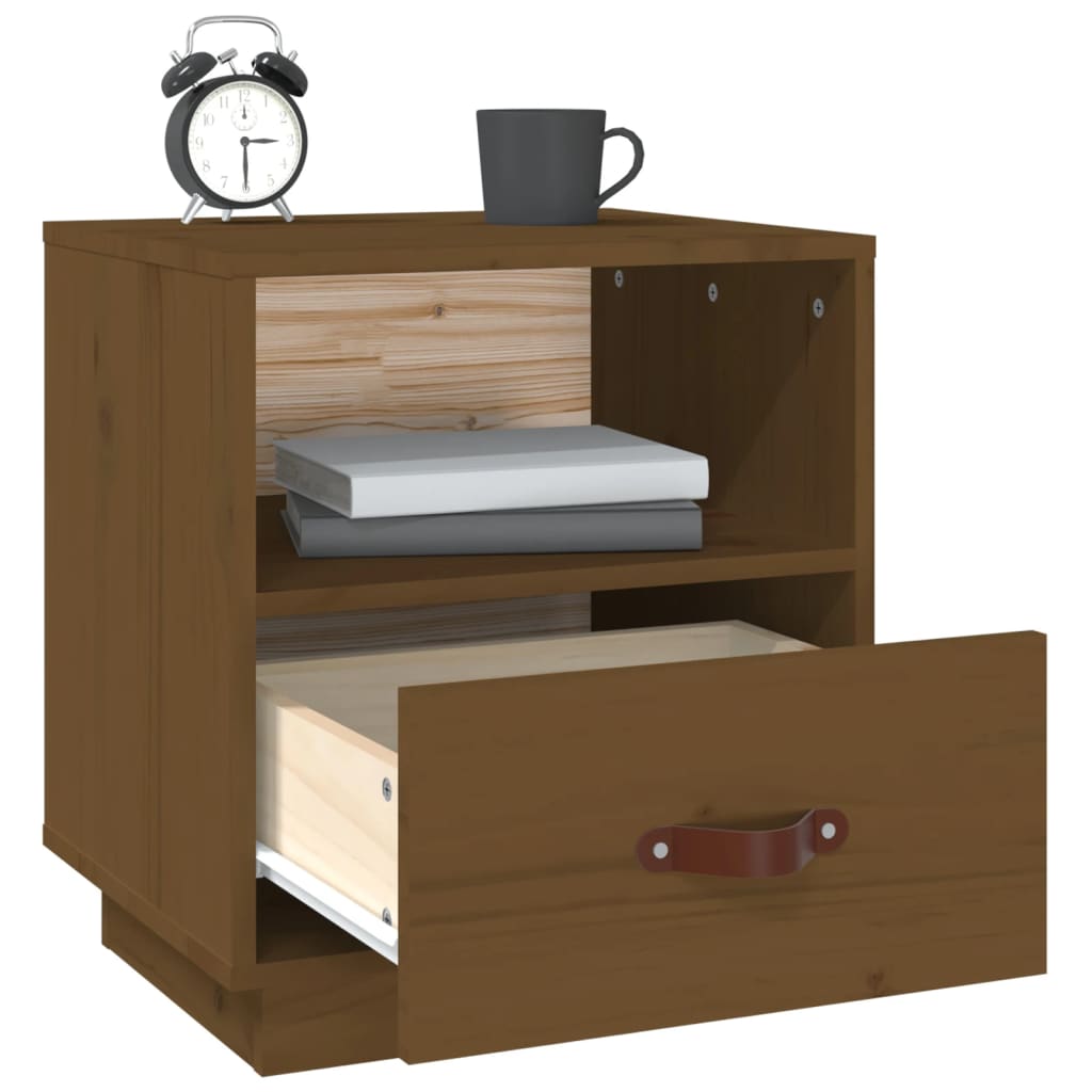 vidaXL Bedside Cabinet Honey Brown 40x34x45 cm Solid Wood Pine