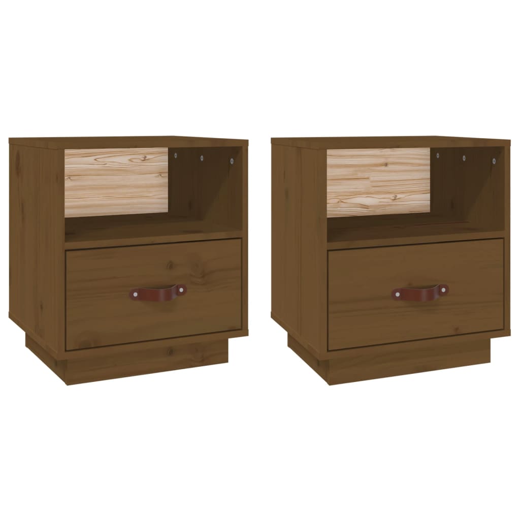 vidaXL Bedside Cabinets 2 pcs Honey Brown 40x34x45 cm Solid Wood Pine