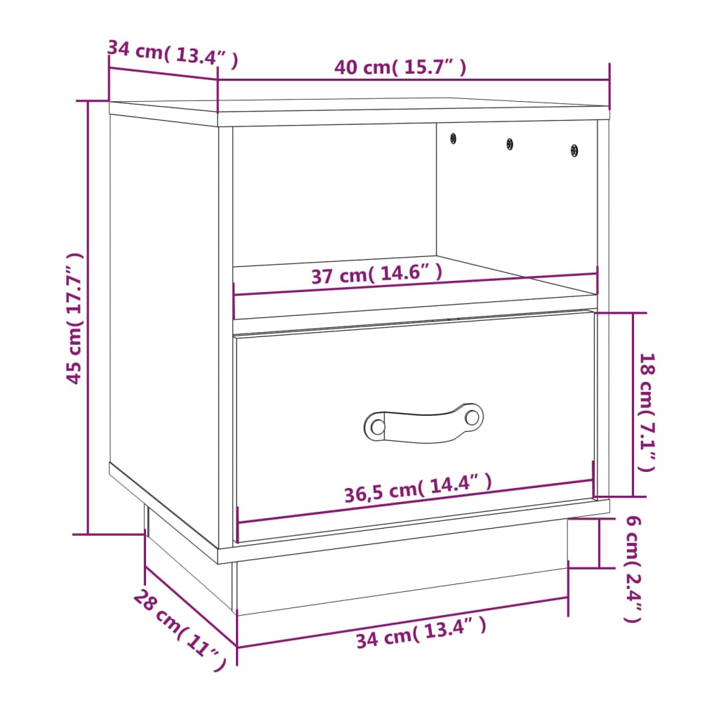 vidaXL Bedside Cabinets 2 pcs Honey Brown 40x34x45 cm Solid Wood Pine