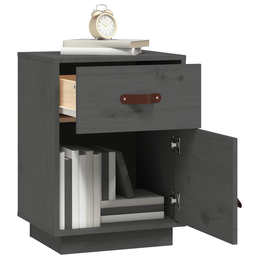vidaXL Bedside Cabinets 2 pcs Grey 40x34x55 cm Solid Wood Pine