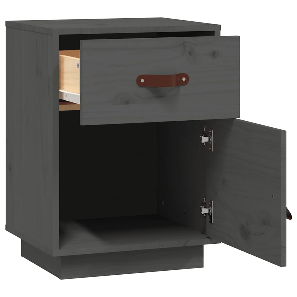 vidaXL Bedside Cabinets 2 pcs Grey 40x34x55 cm Solid Wood Pine