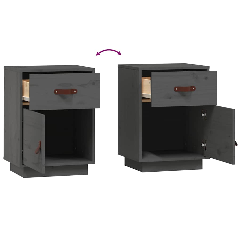 vidaXL Bedside Cabinets 2 pcs Grey 40x34x55 cm Solid Wood Pine