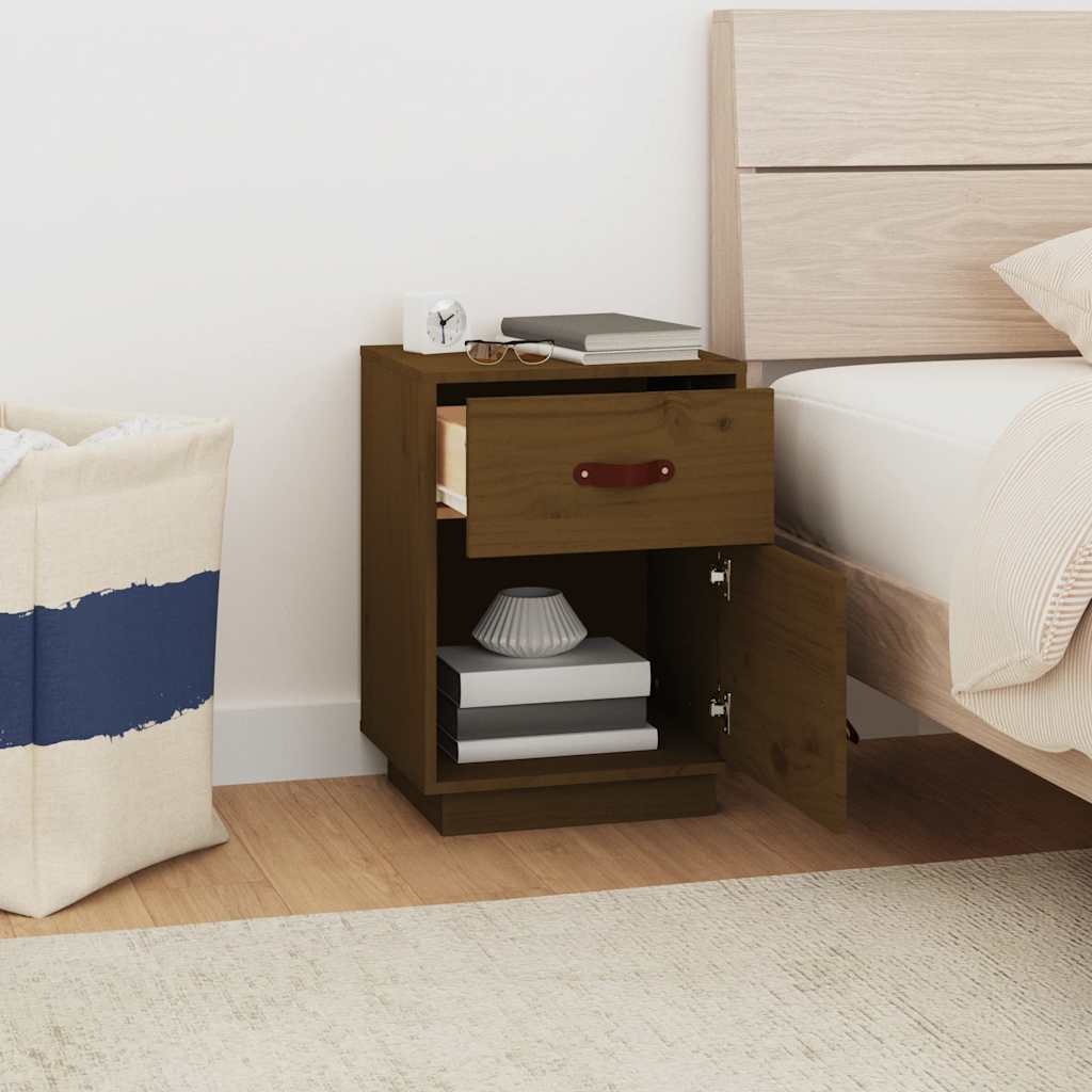 vidaXL Bedside Cabinet Honey Brown 40x34x55 cm Solid Wood Pine
