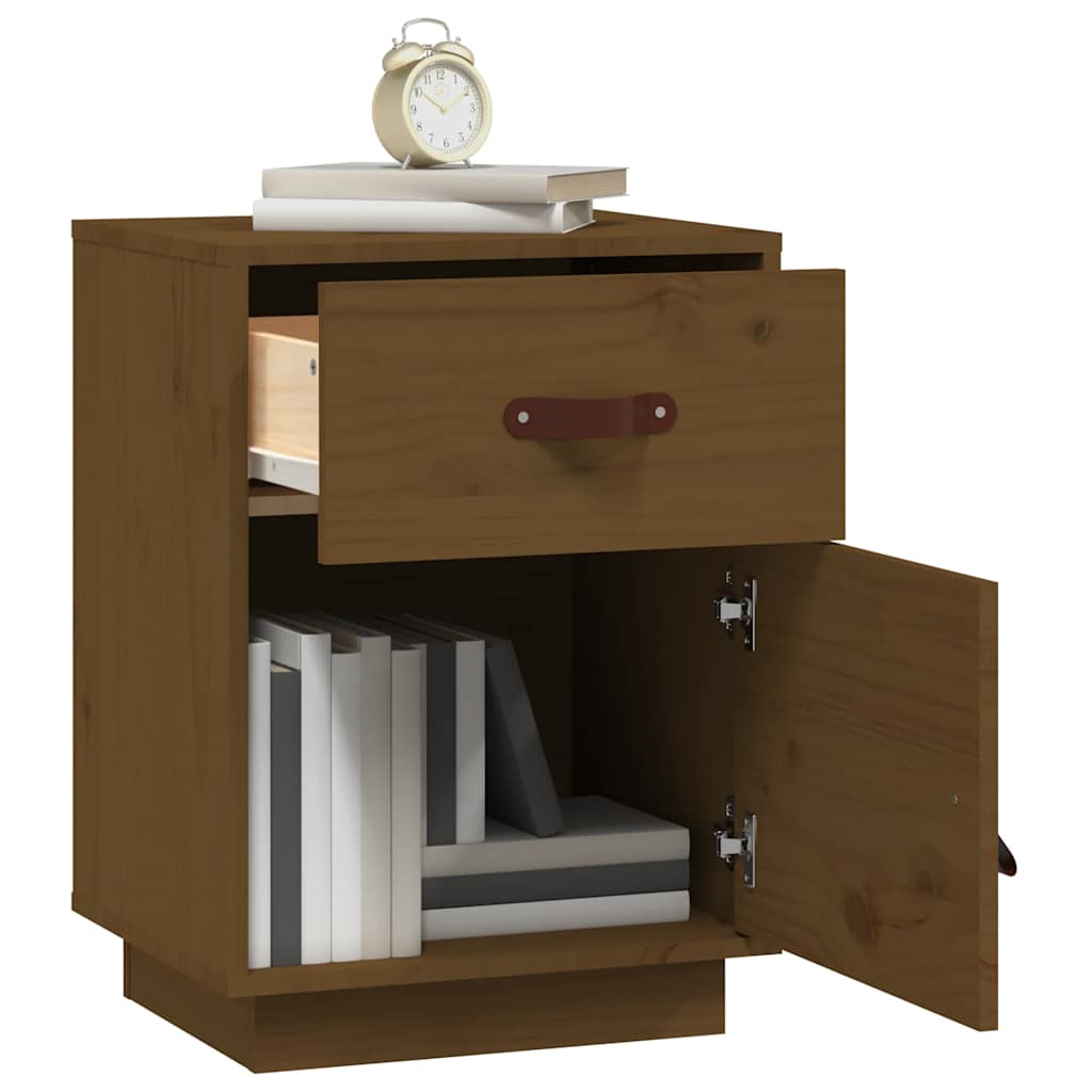 vidaXL Bedside Cabinet Honey Brown 40x34x55 cm Solid Wood Pine