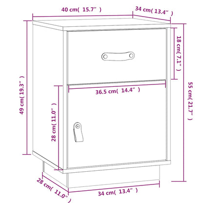 vidaXL Bedside Cabinet Honey Brown 40x34x55 cm Solid Wood Pine