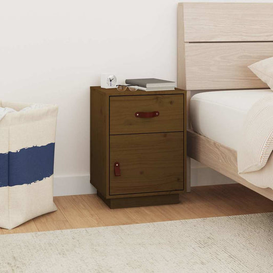 vidaXL Bedside Cabinet Honey Brown 40x34x55 cm Solid Wood Pine