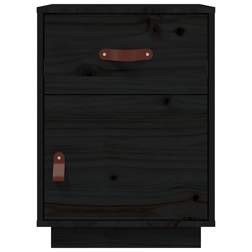 vidaXL Bedside Cabinet Black 40x34x55 cm Solid Wood Pine