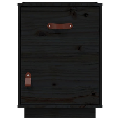 vidaXL Bedside Cabinet Black 40x34x55 cm Solid Wood Pine