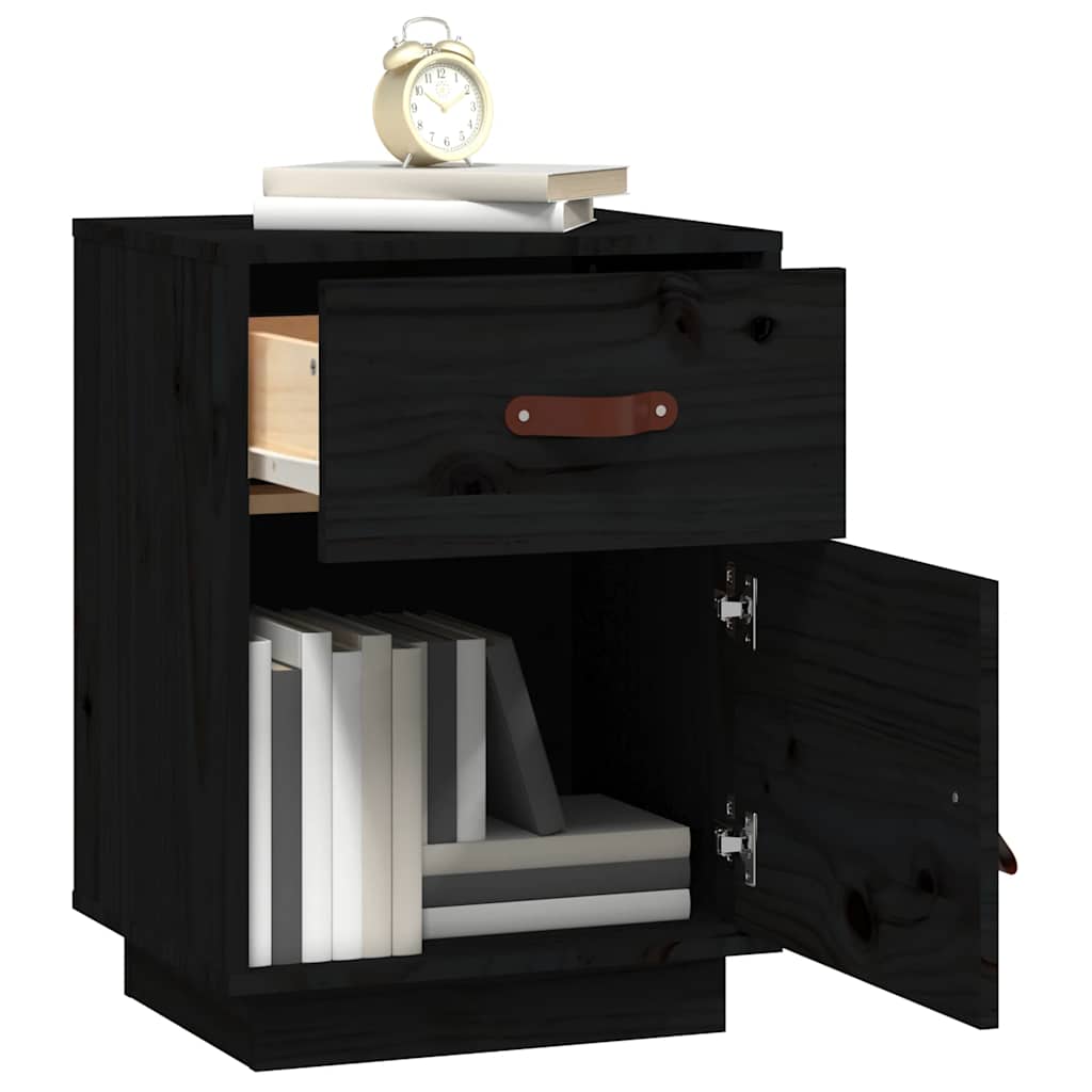 vidaXL Bedside Cabinets 2 pcs Black 40x34x55 cm Solid Wood Pine