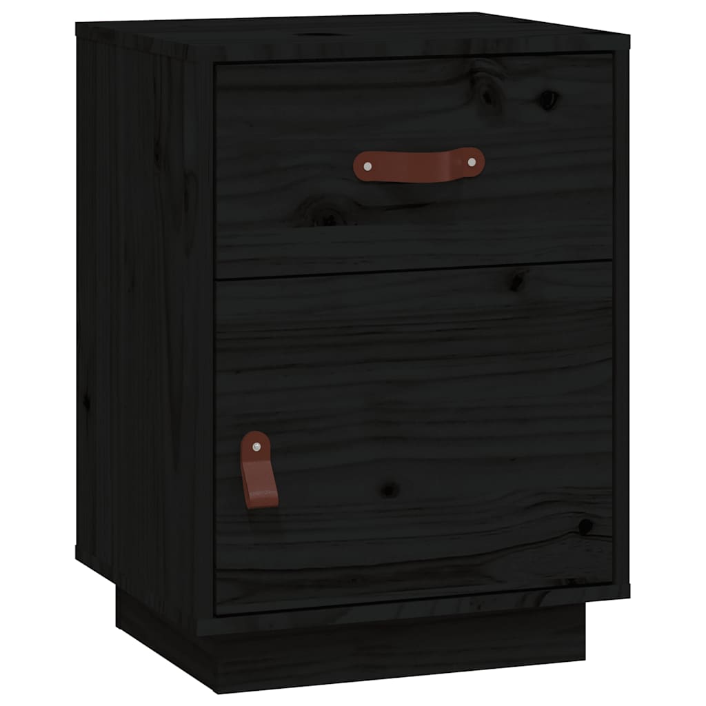 vidaXL Bedside Cabinets 2 pcs Black 40x34x55 cm Solid Wood Pine