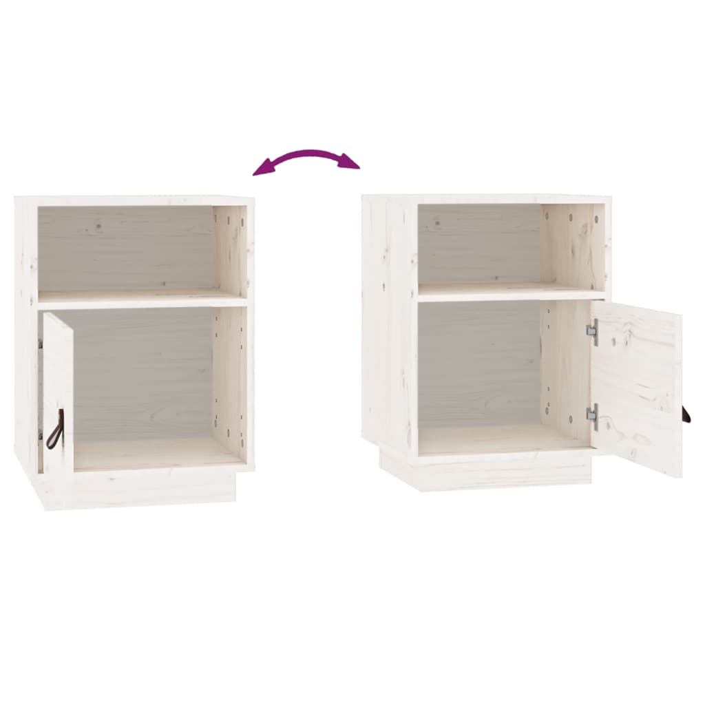 vidaXL Bedside Cabinet White 40x34x55 cm Solid Wood Pine