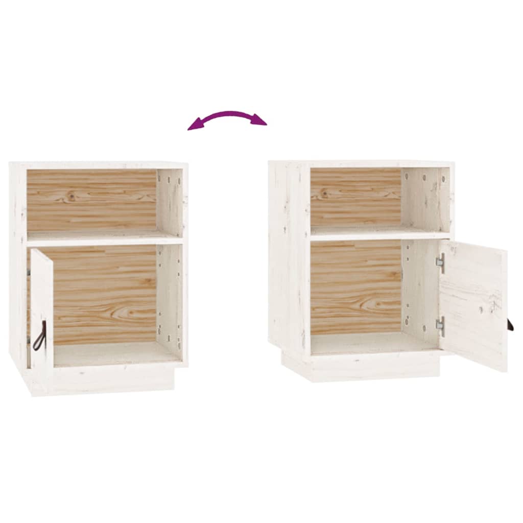 vidaXL Bedside Cabinets 2 pcs White 40x34x55 cm Solid Wood Pine