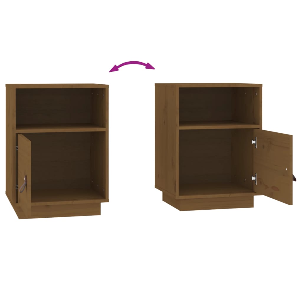 vidaXL Bedside Cabinet Honey Brown 40x34x55 cm Solid Wood Pine