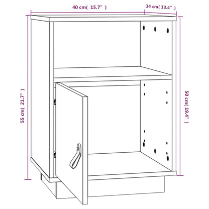 vidaXL Bedside Cabinet Black 40x34x55 cm Solid Wood Pine