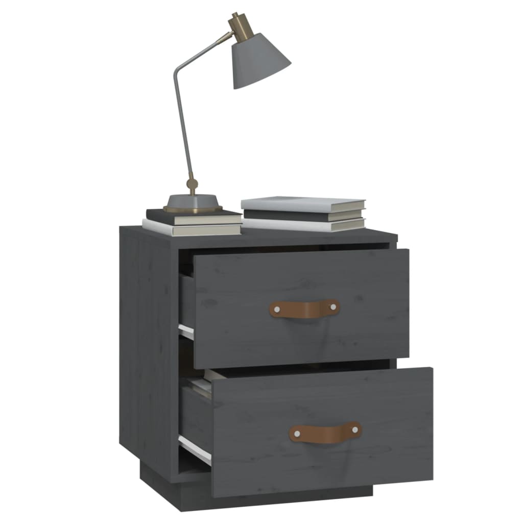 vidaXL Bedside Cabinet Grey 40x34x45 cm Solid Wood Pine