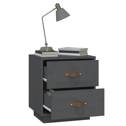 vidaXL Bedside Cabinet Grey 40x34x45 cm Solid Wood Pine