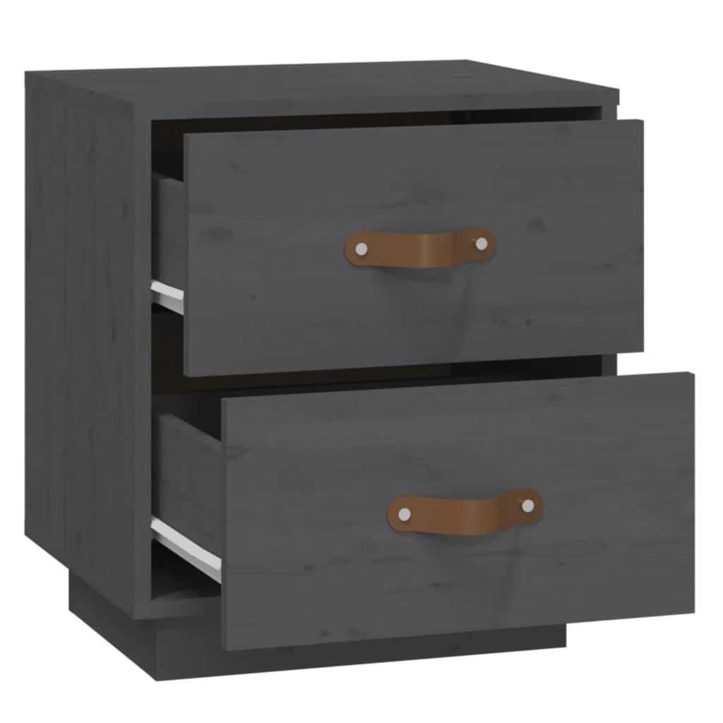 vidaXL Bedside Cabinet Grey 40x34x45 cm Solid Wood Pine