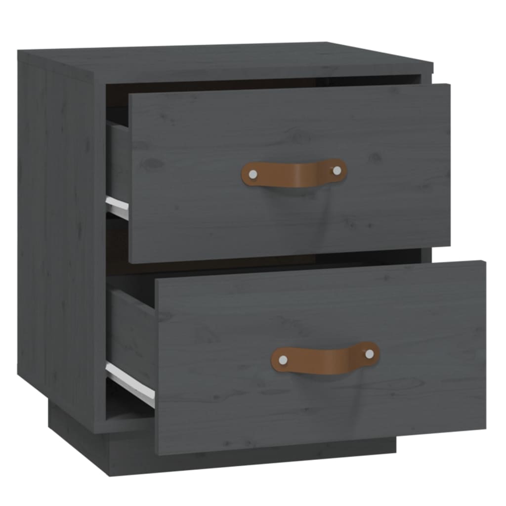 vidaXL Bedside Cabinets 2 pcs Grey 40x34x45 cm Solid Wood Pine