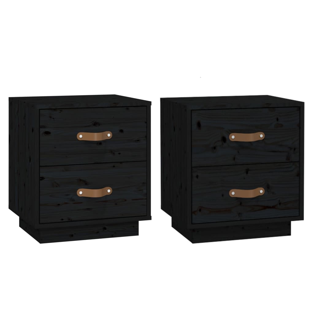vidaXL Bedside Cabinets 2 pcs Black 40x34x45 cm Solid Wood Pine