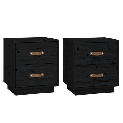 vidaXL Bedside Cabinets 2 pcs Black 40x34x45 cm Solid Wood Pine